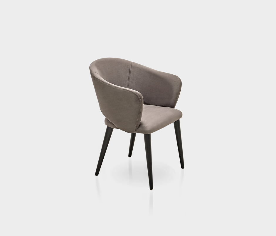 Riga Stoel met Houten Poten Suède Look Grijs