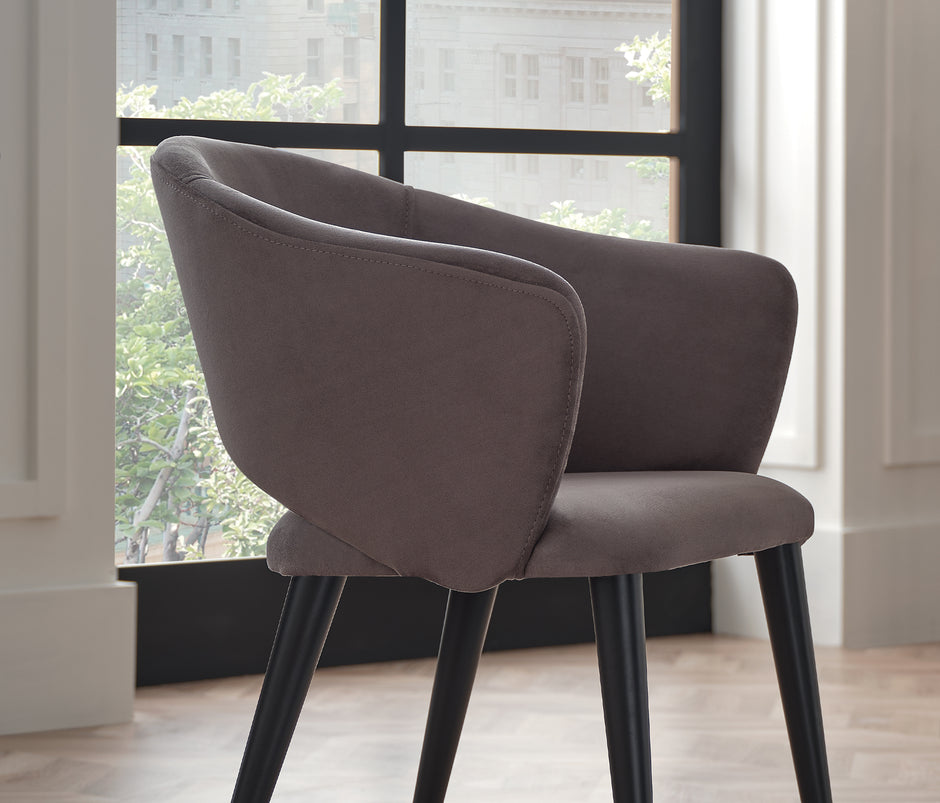 Riga Stoel met Houten Poten Suède Look Grijs
