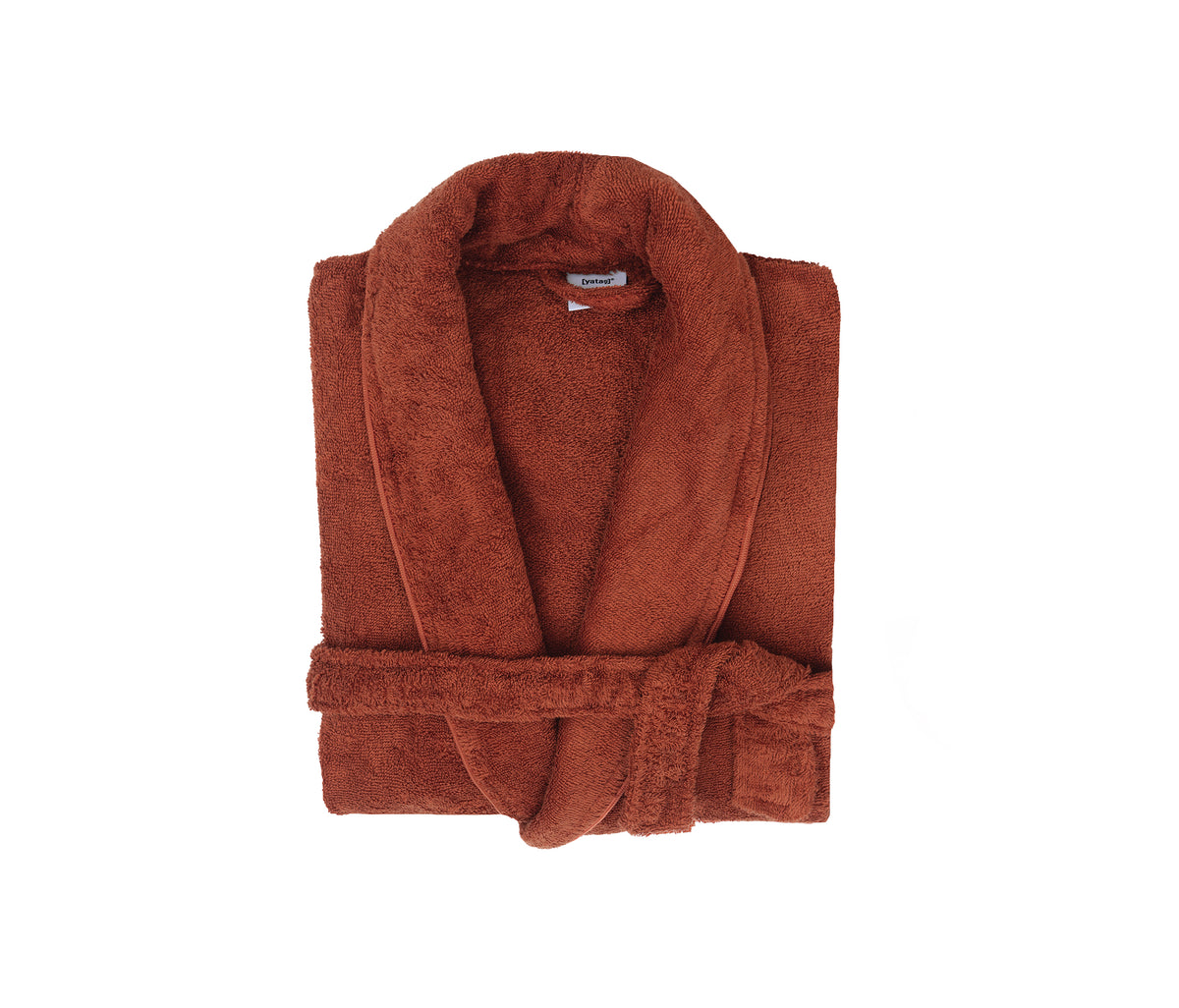 Essentials Badjas Gekamd Katoen Terracotta