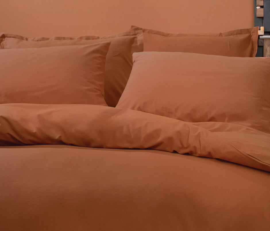 Plain Ranforce Dekbedovertrekset Terracotta