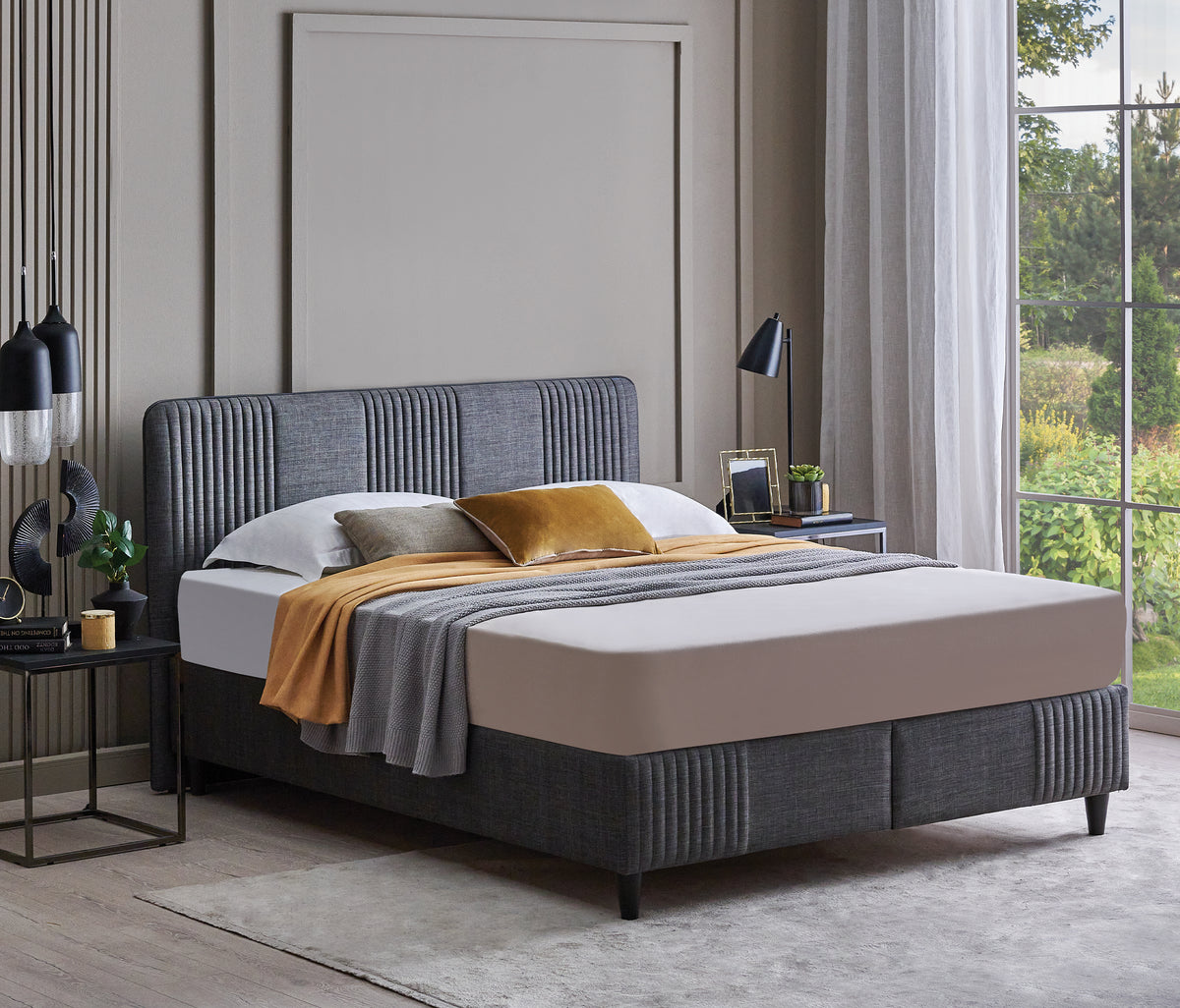 Wool Sense Boxspring en Hoofdbord 2-delige Set Beige - foto 9