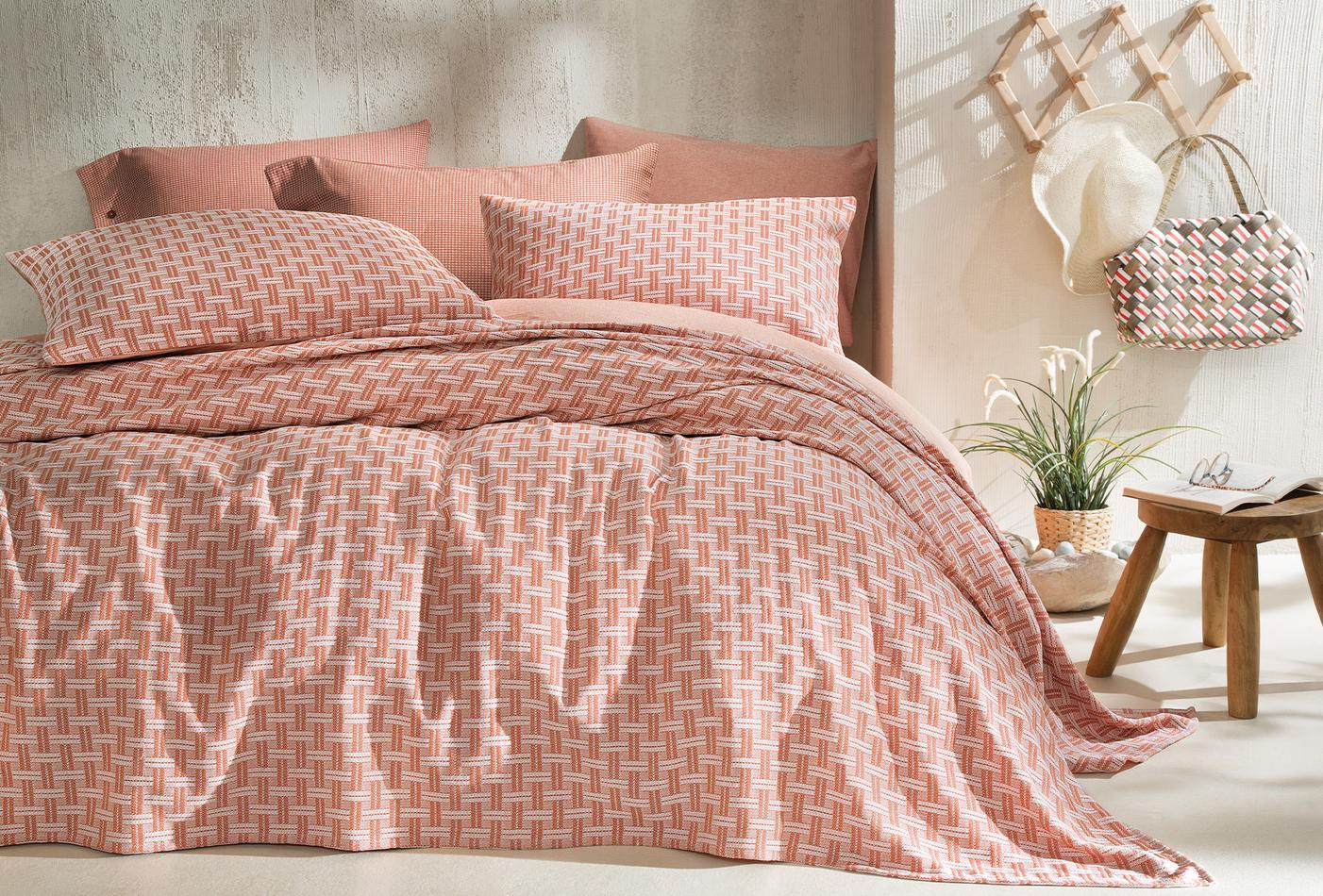 Clara Terracotta Bed Sprei Seti Eenpersoons