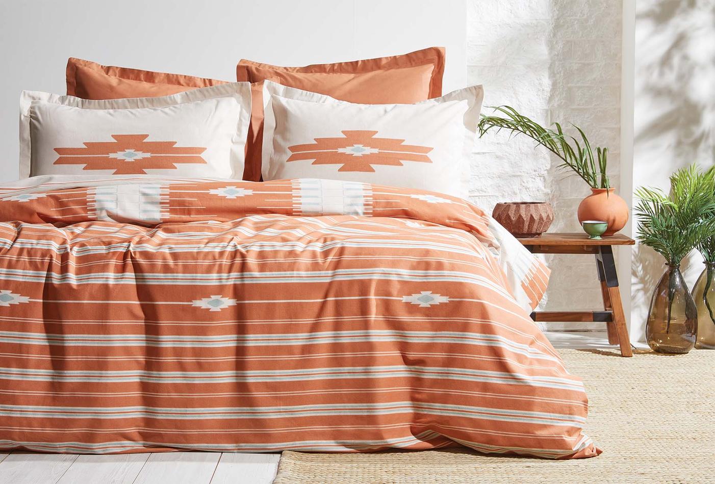 Nomi Terracotta Dekbedovertrek Seti Eenpersoons