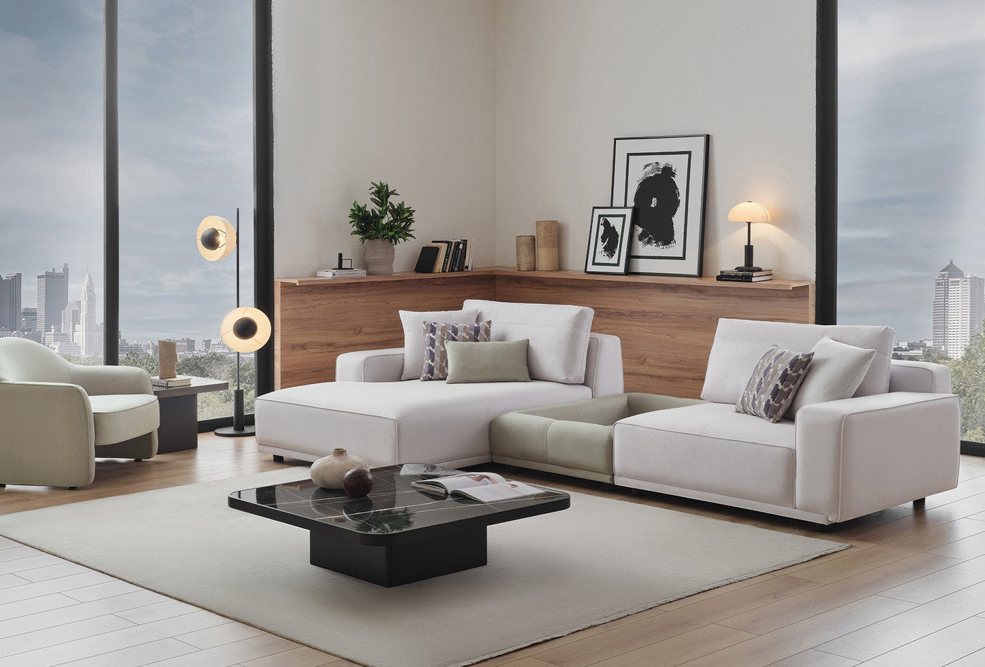 Mesta Modulair Hoekbank Combinatie Links Creme
