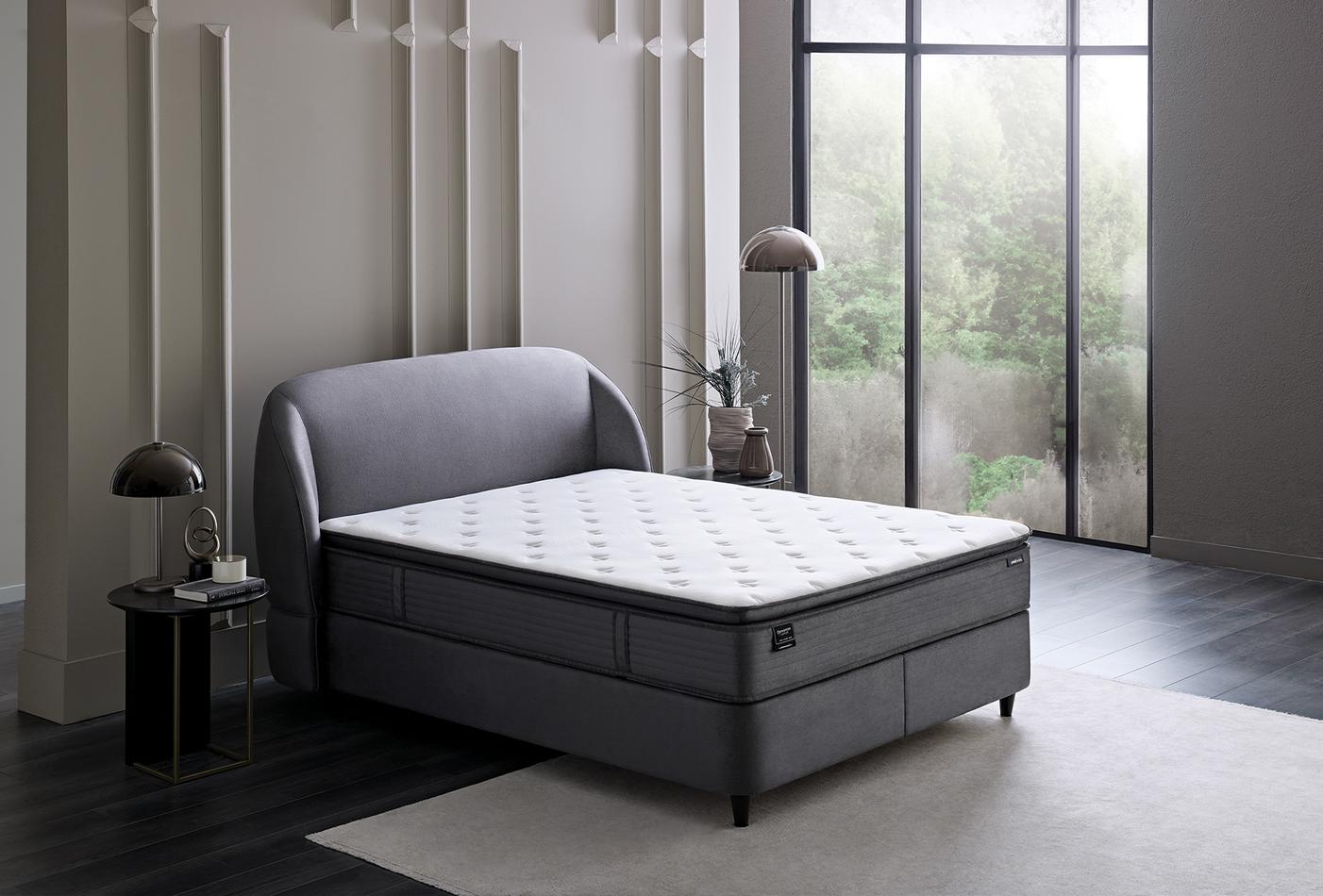 Lotto Orthopedic Support Bed Boxspring met hoofdbord 140x190 cm Antraciet - foto 3