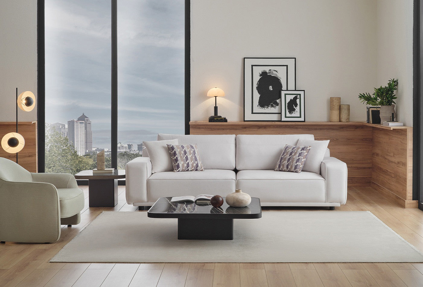 Mesta 3-Zitsbank Orme Stof Creme - foto 4