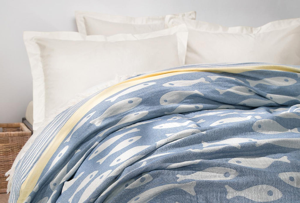 Veta Blauw Pique Bed Sprei Tweepersoons - foto 3
