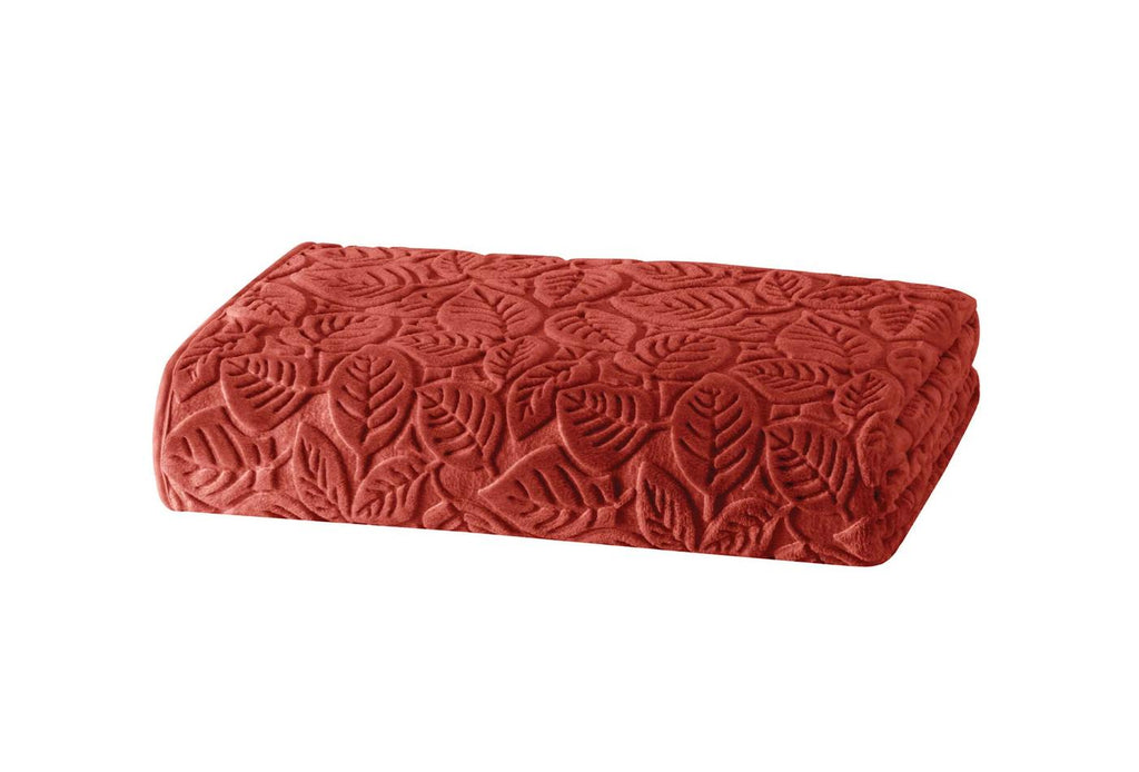 Blatt Terracotta Tweepersoons Blatt Emboss Deken Terracotta - foto 3