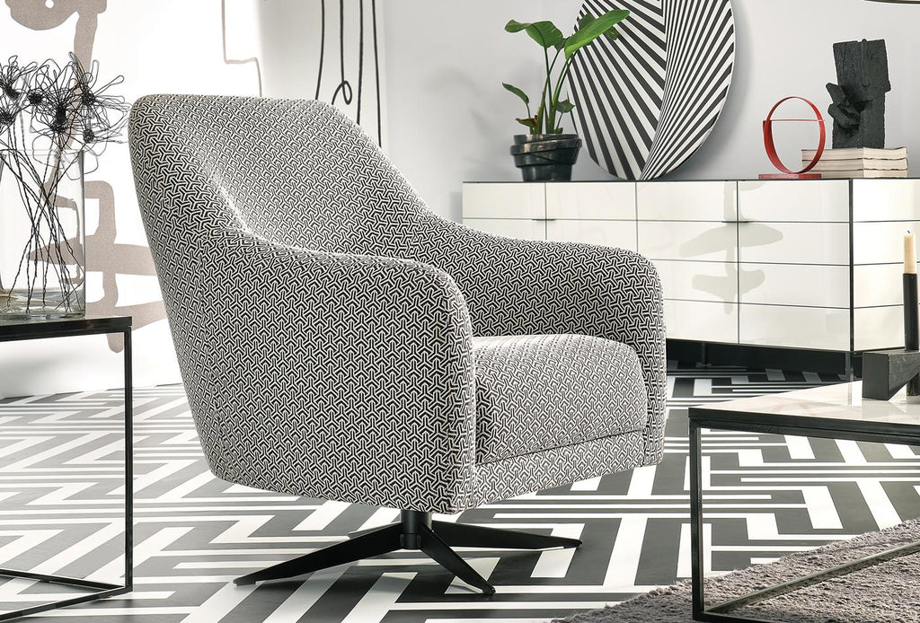 Maison Fauteuil Draaibaar op poten Linnen geweven Zwart - foto 6