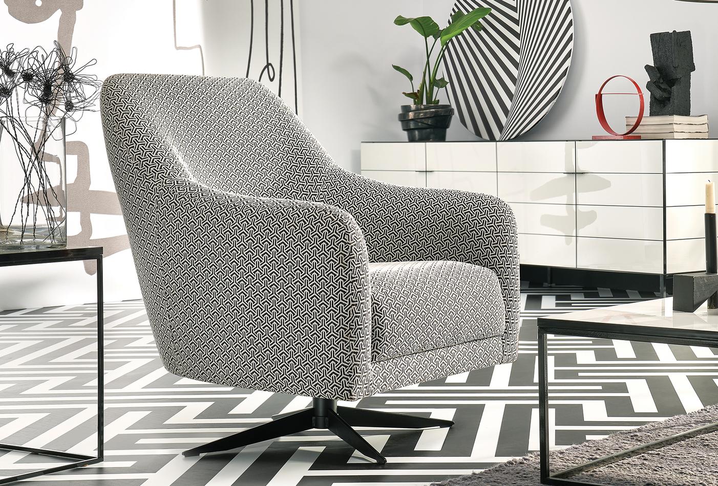 Maison Fauteuil Draaibaar op poten Linnen geweven Zwart - foto 6