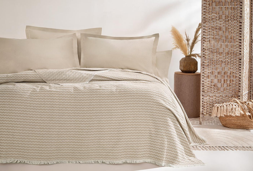 Gwen Beige Pique Tk Eenpersoons