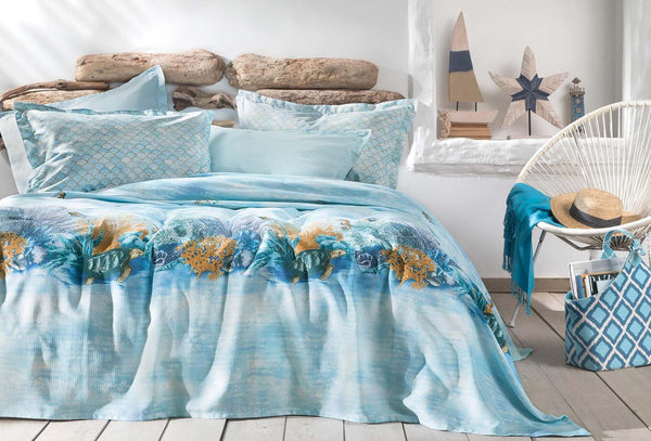 Aquamarine Turquoise Pique-set Tweepersoons