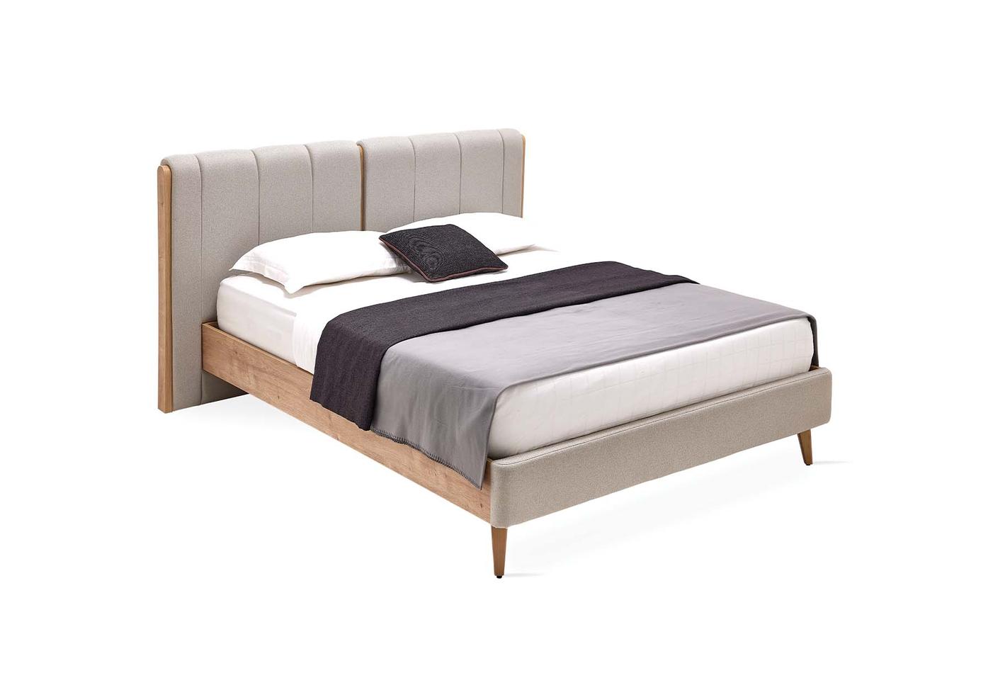 Polka Bed Incl. Hoofdbord 160x200 Licht Groen Linnen stof - foto 5