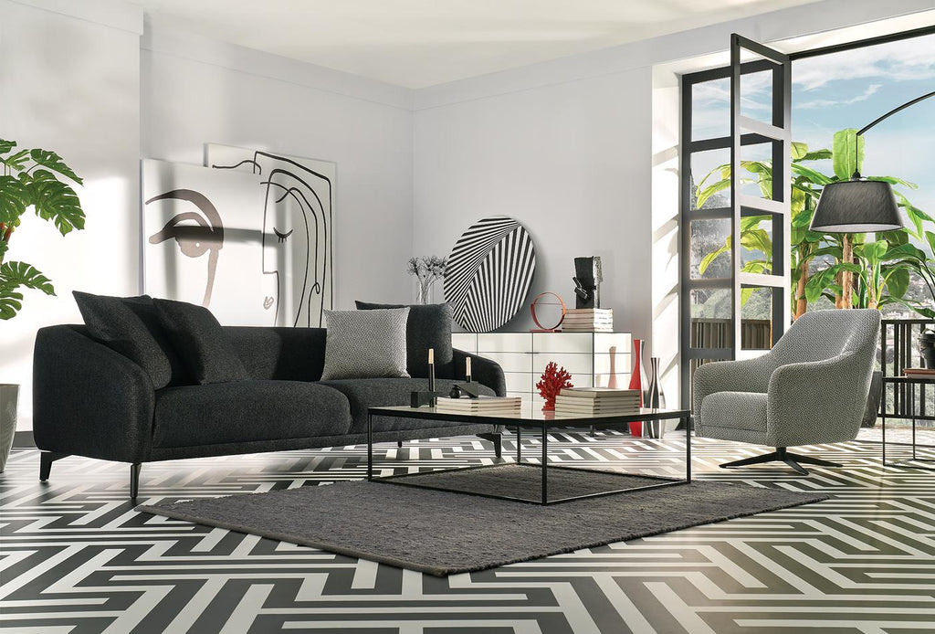 Maison 4-Zitsbank Linnen geweven Zwart - foto 5