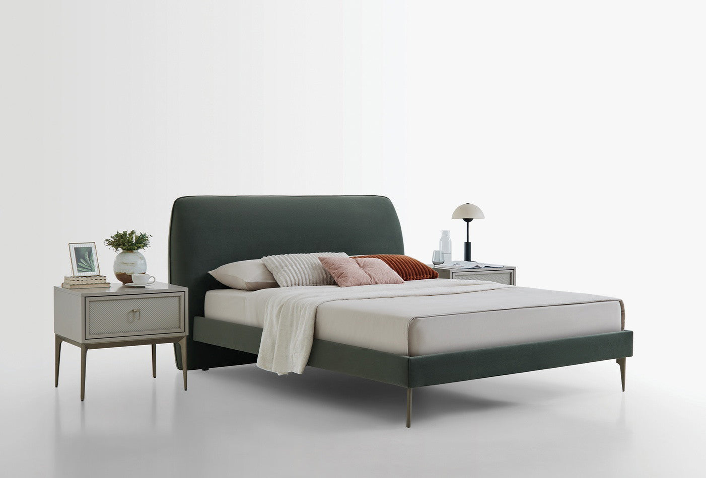 Hera Bed Met Hoofdbord Fluweel Geweven Groen - foto 2