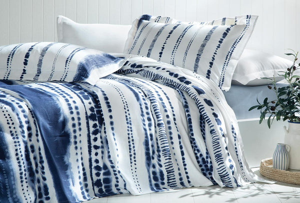 Darby Blauw Pique Tk Eenpersoons