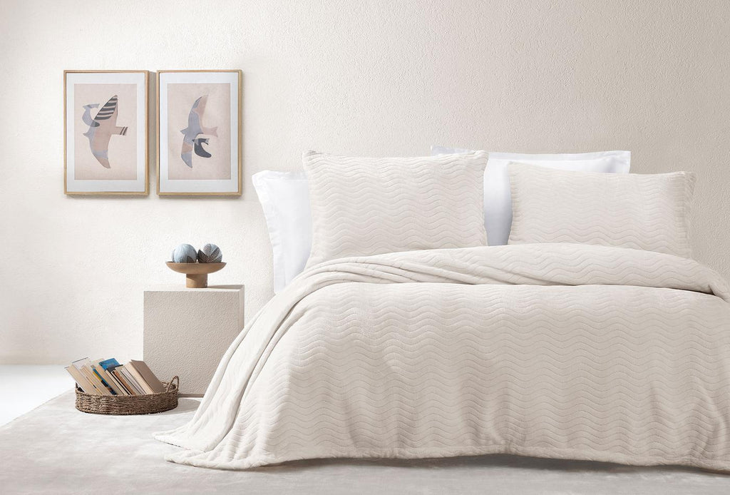 Dazel Ekru Deken Bed Sprei Seti Eenpersoons