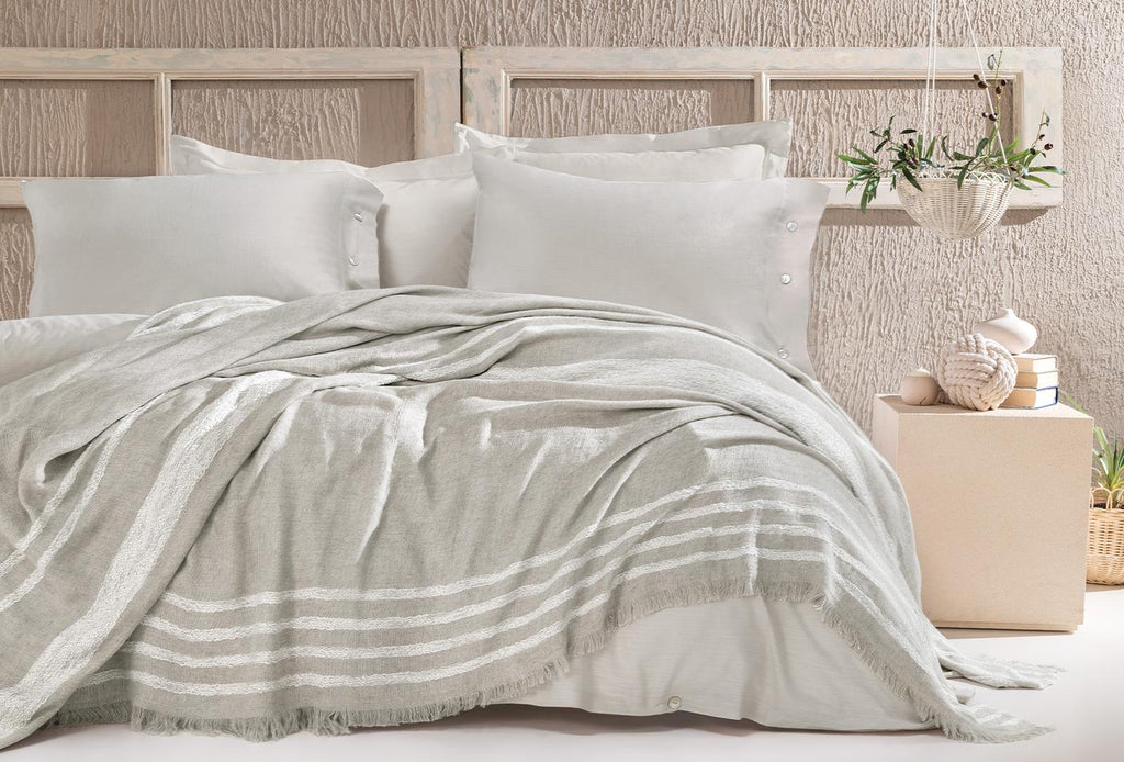 Theo Beige Bed Sprei Tweepersoons