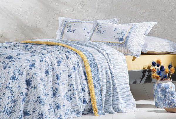 Minella Blauw Pique Tk Eenpersoons