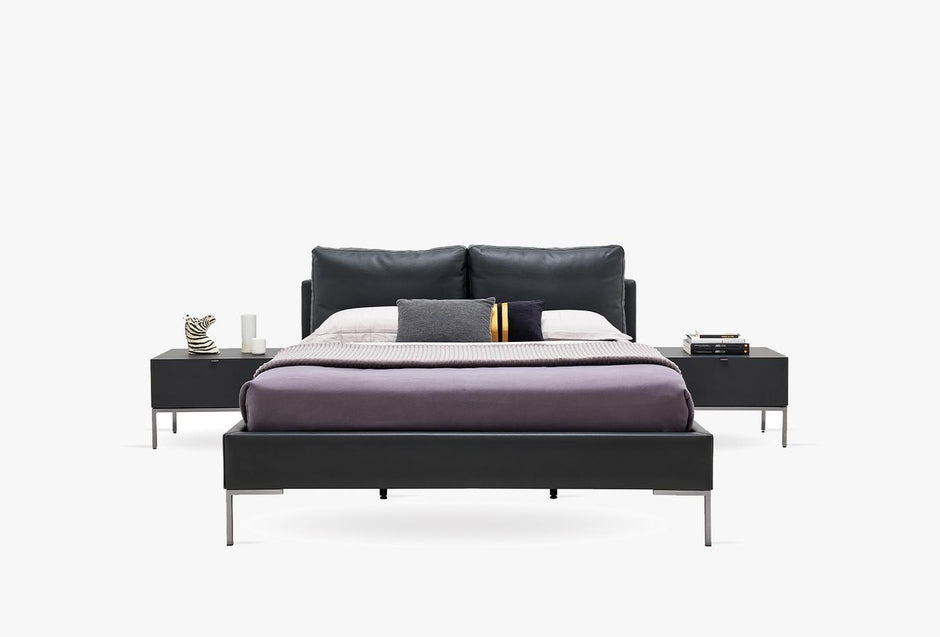 Legato Slaapkamer set: Bed met Hoofdbord, Kledingkast 5-deurs, Ladekast en Nachtkastje 2 stuks Zwart