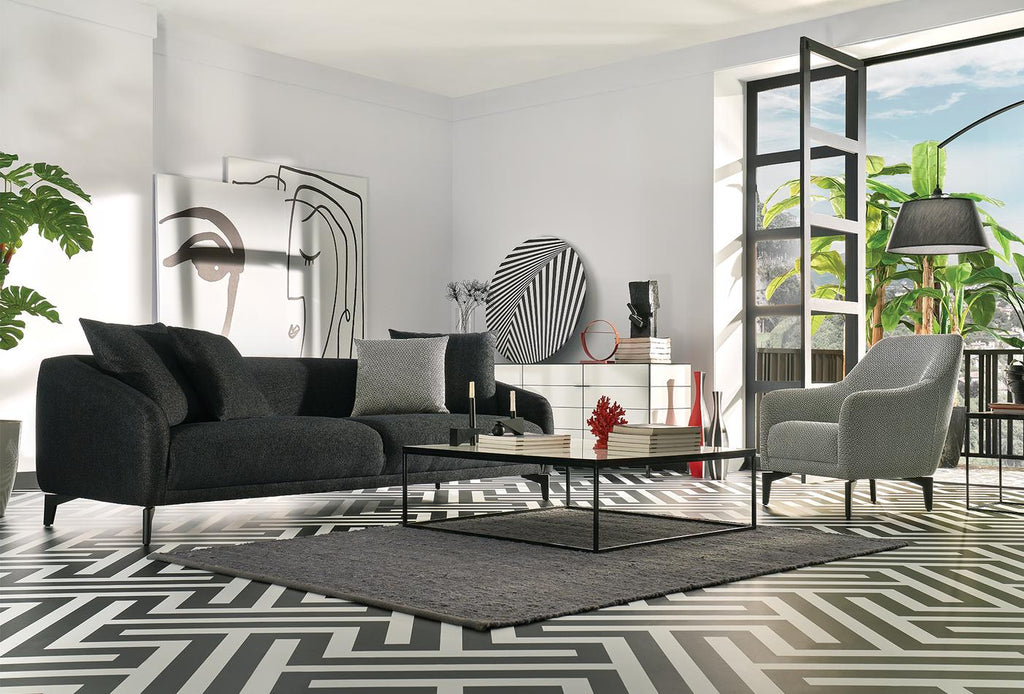 Maison 4-Zitsbank Linnen geweven Zwart - foto 6