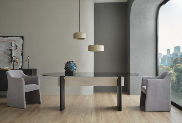 Austin Eetkamerstoel Geweven stof Fauteuil Tasarim Donkergrijs