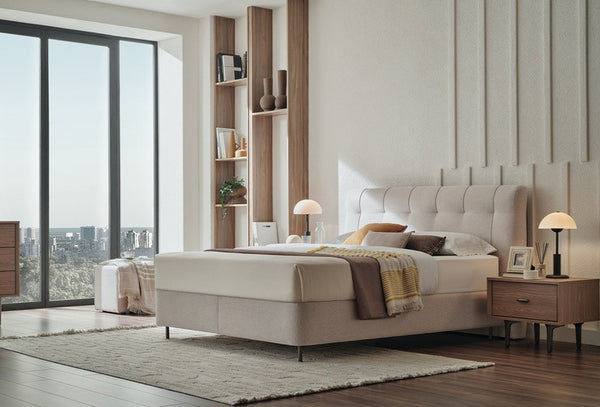 Paloma Boxspring met hoofdbord, 160x200 cm, Creme