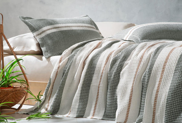 Recta Groen Pique Bed Sprei Seti Tweepersoons