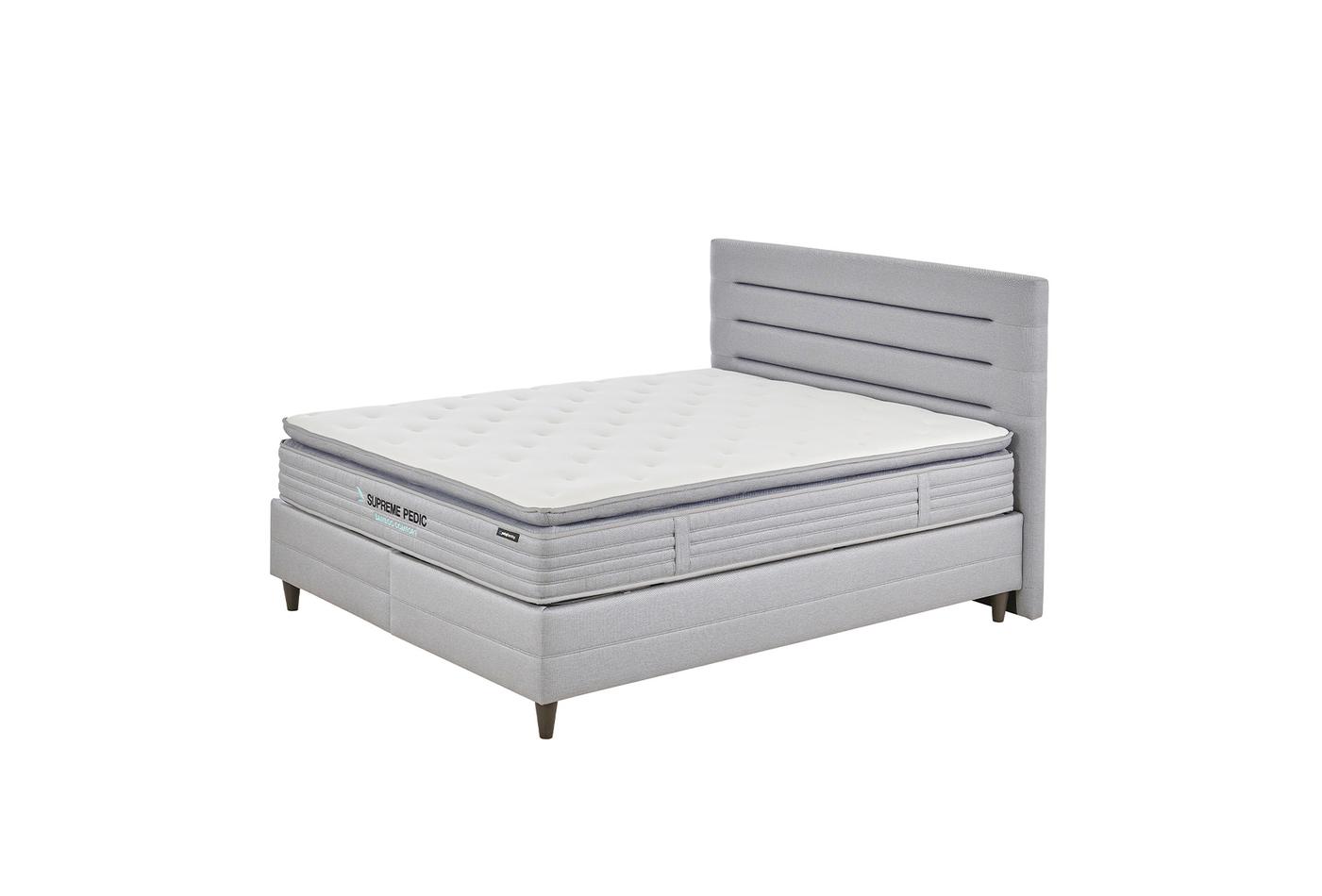 Supreme Pedic Bed Boxspring met hoofdbord 100x200 cm Blauw - foto 6