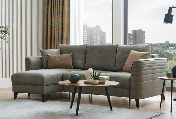 Grace Hoekbank met Slaapfunctie Large Fluweel 14211 Bruin-Groen
