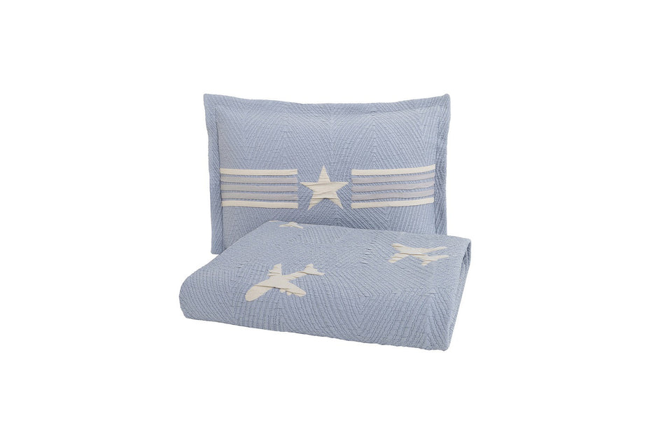 Chevron Indigo Bedspreiset Eenpersoons