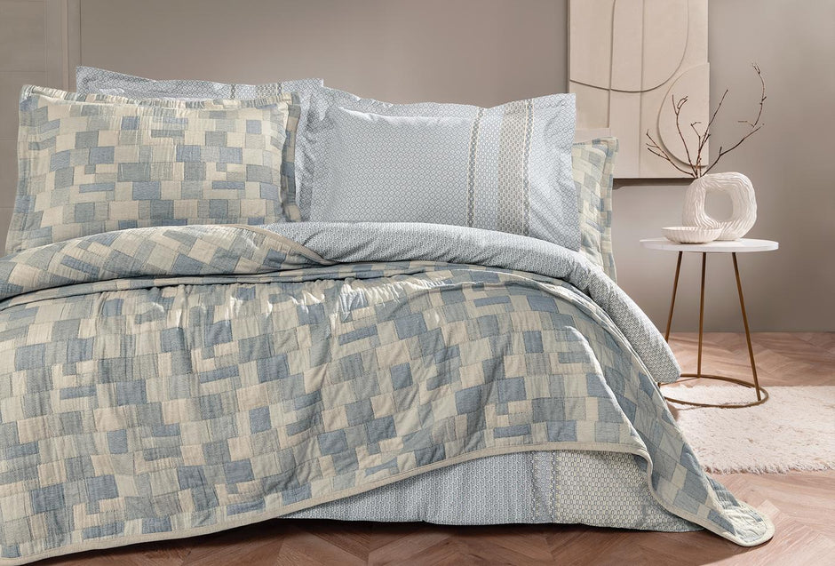 Tanna Indigo met bedsprei Dekbedovertrekset Tweepersoons