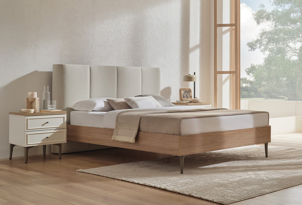 Marsana Bed Incl. Hoofdbord 160x200 cm Beige Geweven stof