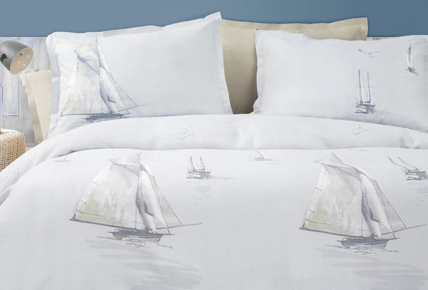 Piera Blauw Pique Tk Tweepersoons