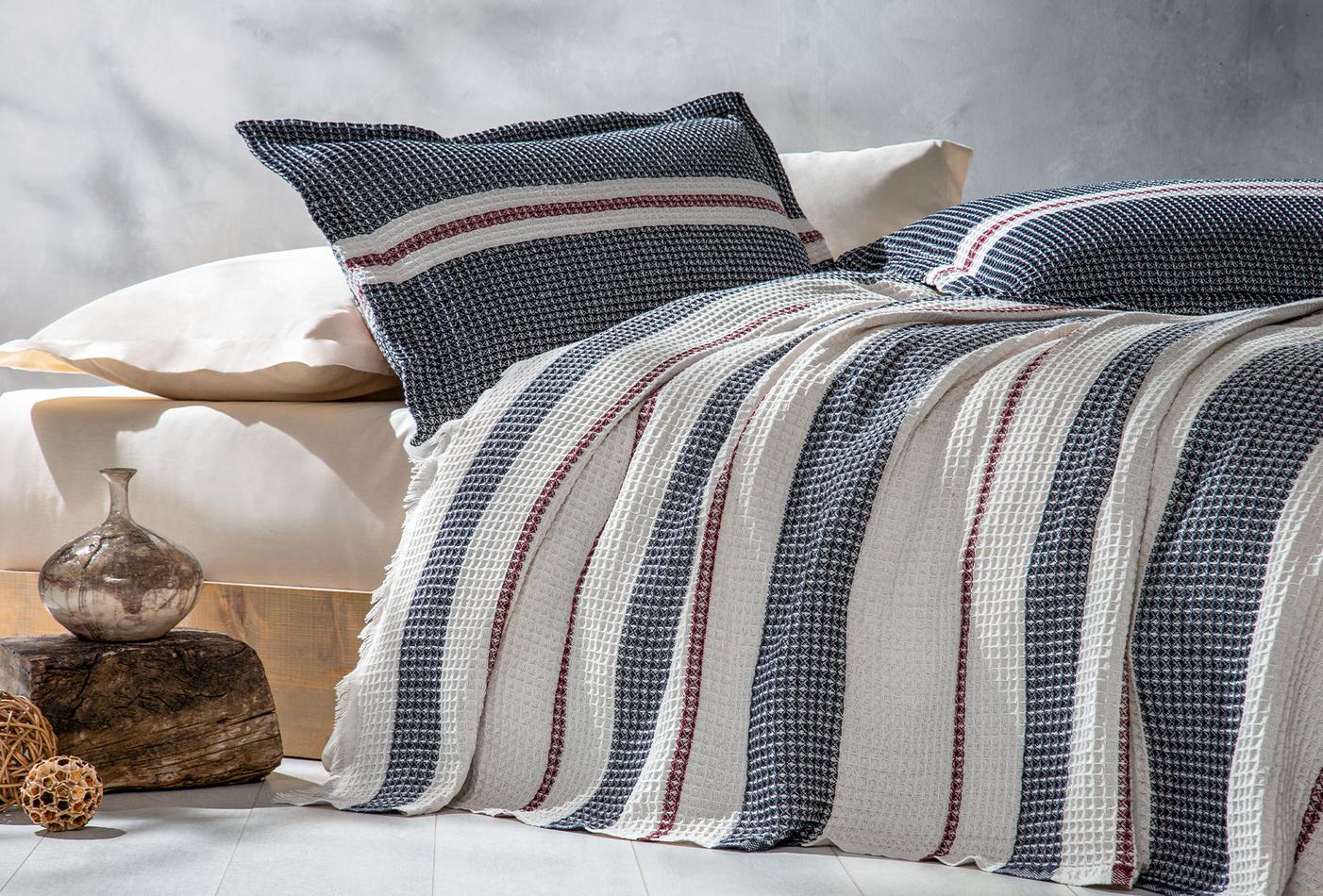 Recta Marineblauw Pique Bed Sprei Seti Tweepersoons - foto 3