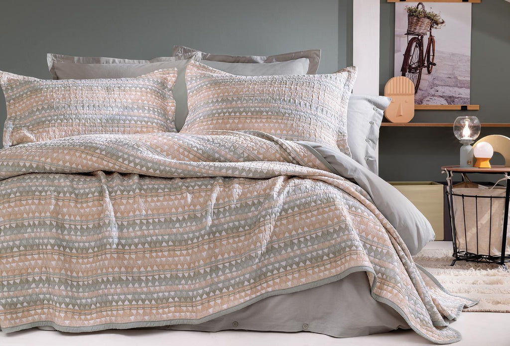 Akoni Beige Bed Sprei Seti Eenpersoons - foto 3