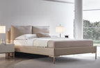 Legato Bed Met Hoofdbord Creme leatherlook