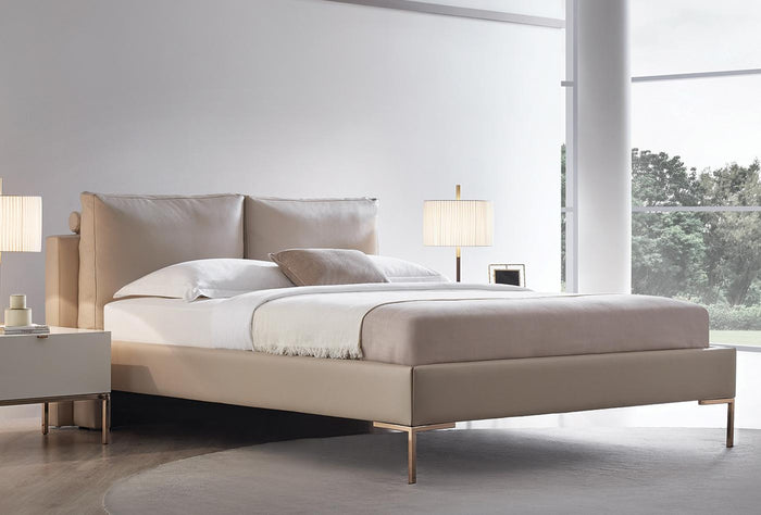 Legato Bed Met Hoofdbord 40119 Creme leatherlook