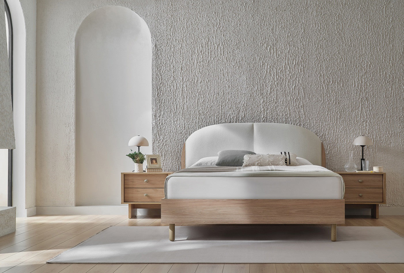 Perge Bed Incl. Hoofdbord 160x200 cm Ivoor Geweven stof - foto 4
