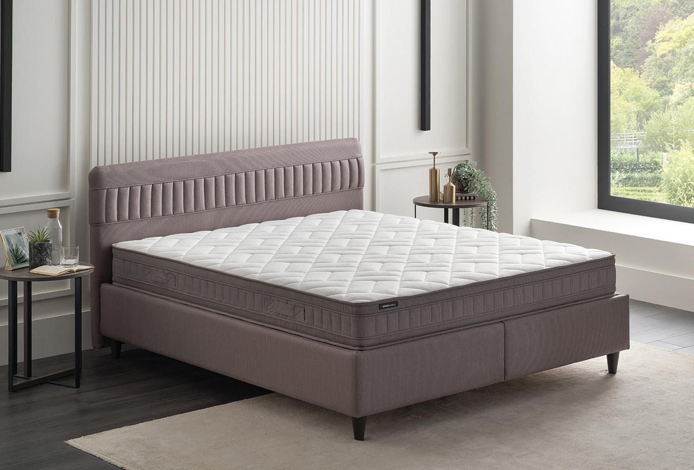 Sleep Balance Bed Boxspring met hoofdbord 90x190 cm Bruin