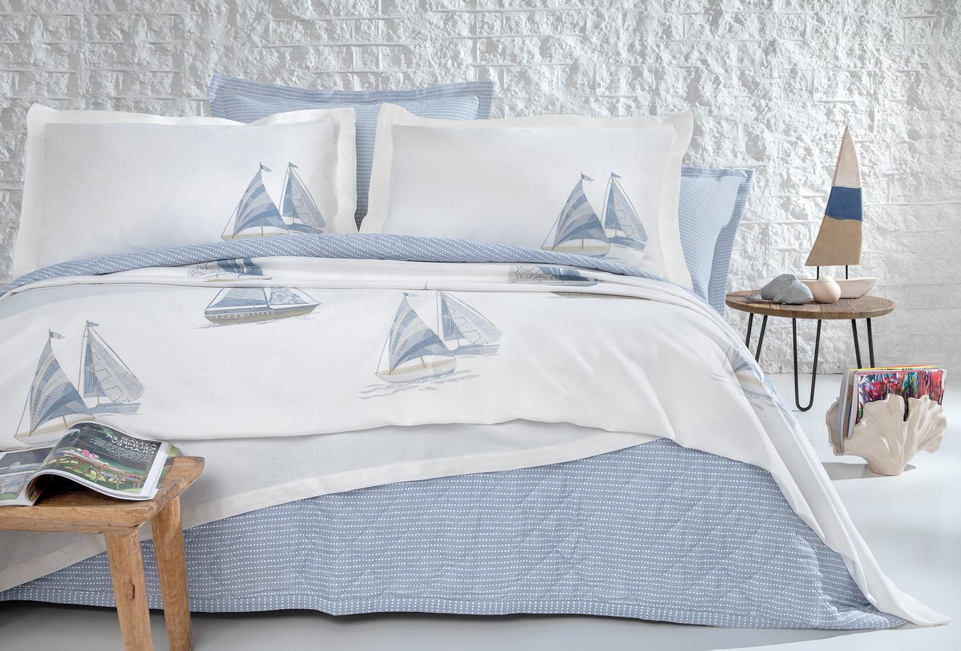 Morian Indigo Pique Bed Sprei Tk Eenpersoons