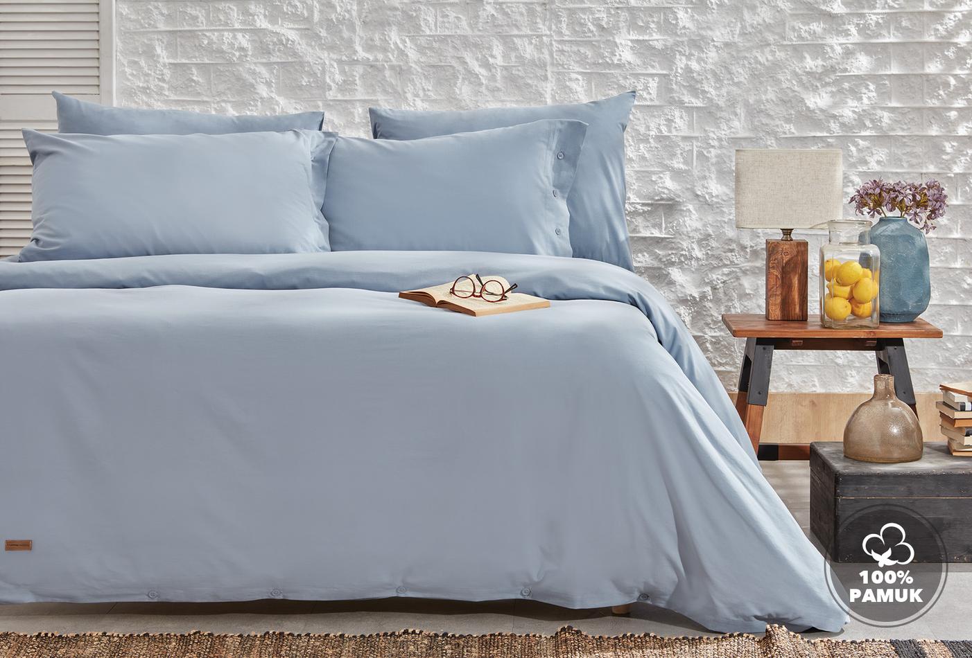 Plain Indigo Dekbedovertrekset Tweepersoons