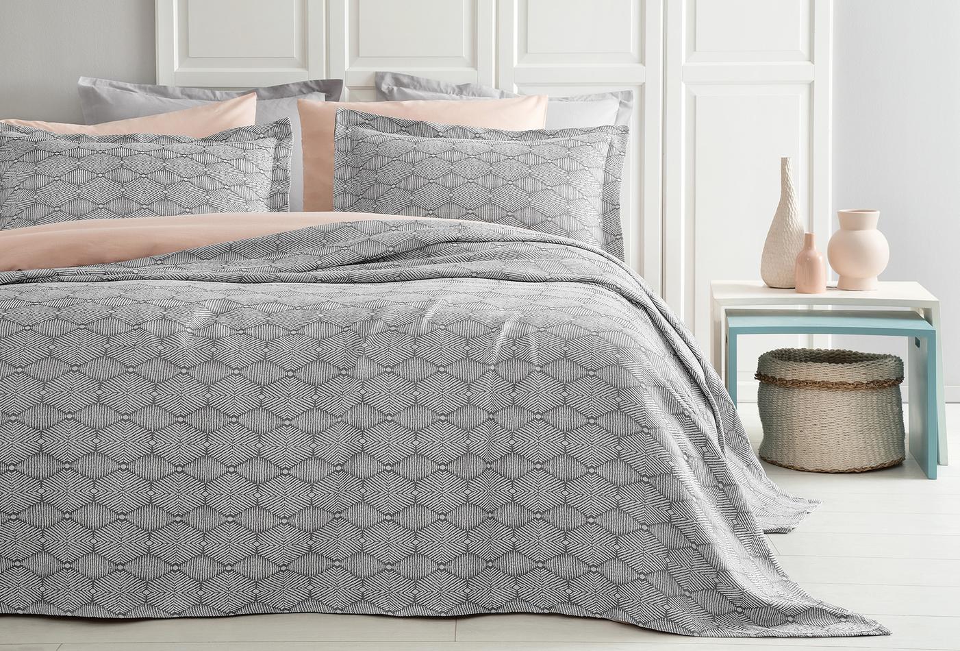 Morty Antraciet Bed Sprei Seti Tweepersoons