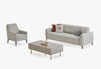 Cante 3-Zitsbank met Slaapfunctie + Fauteuil Linnen geweven Creme - foto 2