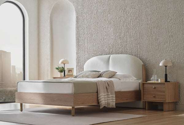 Perge Bed Incl. Hoofdbord 160X200 Cm 19803 Ivoor Geweven stof