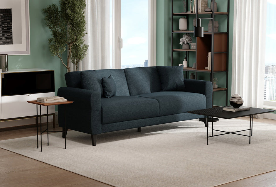 Astera Plus 3-Zitsbank met slaapfunctie Fluweel Marineblauw