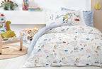 Dinno Wit Blauw Dekbedovertrekset Eenpersoons