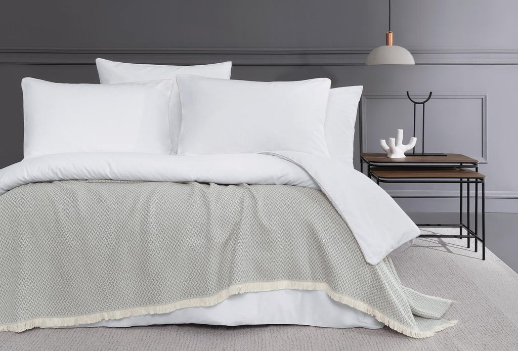 Aina Beige Beige gestreept Dekbedovertrekset Tweepersoons