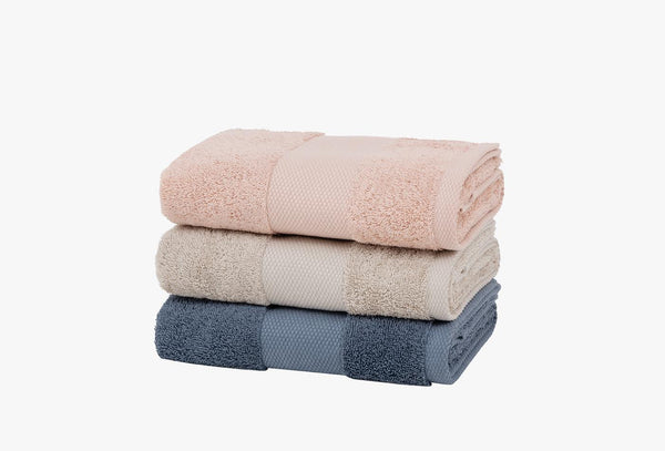 Essentials Beige Navy Pudra Hand- & gezichtshanddoekset 3-delig 50X90 Cm