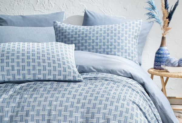 Clara Blauw Bed Sprei Seti Eenpersoons